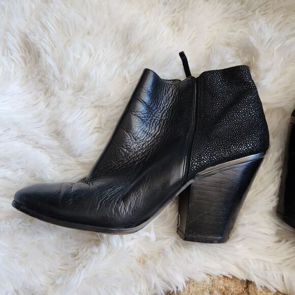 Dolce vita black leather bootie mixed finish leather - Picture 4 of 13